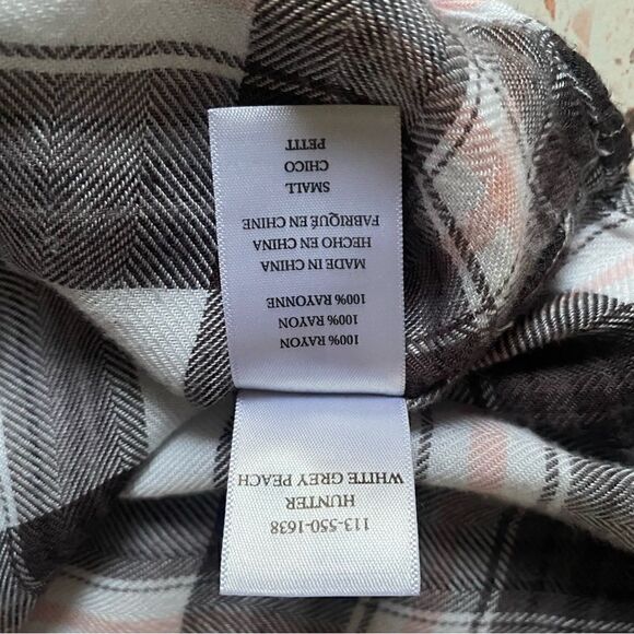 RAILS Hunter plaid Shirt White Grey Peach button down long sleeve top - Picture 6 of 13